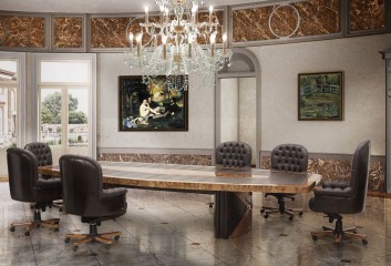 Зал для заседаний с коричневыми кожаными креслами - fmi/178