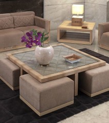 Столик на открытом подстолье в тисненой кожаной обивке - fmi/365