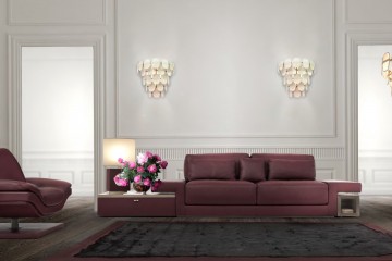 Комплект кожаной мягкой мебели терракотового оттенка - fmi/010