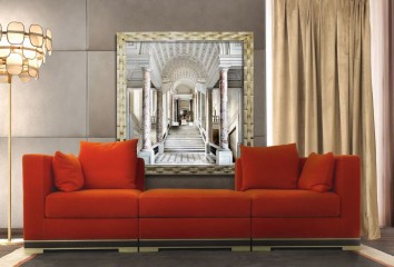 Квадратное зеркало в позолоченной рельефной раме - fmi/259