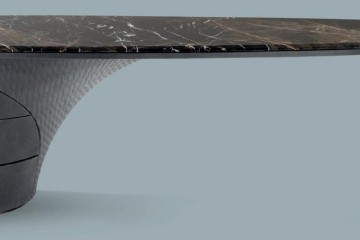 Стол с овальной мраморной столешницей и левой тумбой - vsn/343
