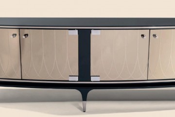 Черный буфет с 4 бежевыми декорированными дверками - vsn/325