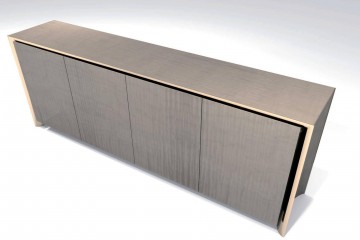 Широкий серый буфет с 4 распашными дверками - vsn/332