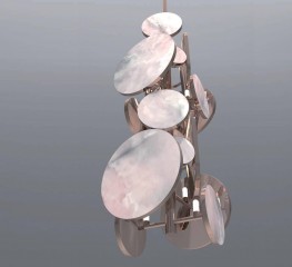 Вертикальная люстра с розовыми мраморными дисками - vsn/301