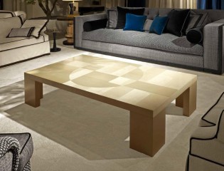 Золотистый стол с декорированной столешницей - cps/063