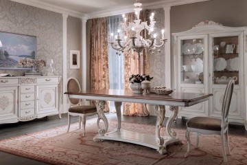 Белая столовая с коричневым столом и стульями - fps/042