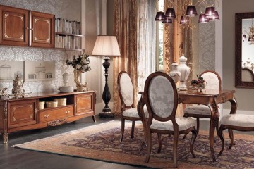 Классическая столовая орехового оттенка с модульным шкафом - fps/045