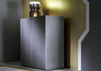 Серый двухдверный шкаф с холодильником - mrz/009