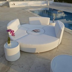 Круглый белый диван из 5 разъемных модулей - sld/001