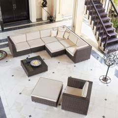 Угловой бежевый диван на плетеном каркасе цвета мокко - sld/172