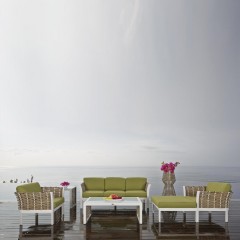 Плетеный гарнитур с подушками оливкового оттенка - sld/143