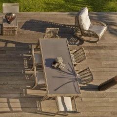 Бежевый плетеный гарнитур с креслом-качалкой - sld/157