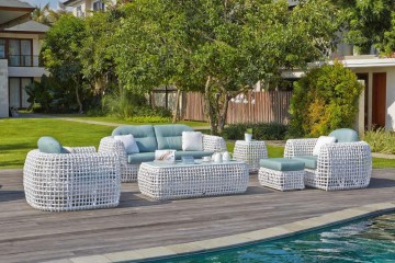 Бело-голубой набор плетеной мебели - sld/136