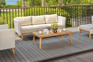 Бежевый гарнитур с плетеной белой отделкой - sld/145