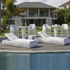 Белый комплект для бара с 2 шезлонгами - sld/151