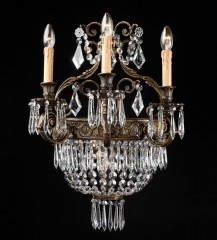 Бронзовое бра с корзиной из хрустальных гирлянд - bad/386