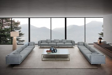 Диван из 2 двухместных модулей в серо-голубой текстильной обивке - lof/542