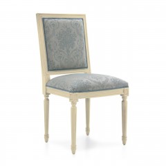 Стул в серо-голубой узорчатой обивке на бежевом каркасе - svd/841