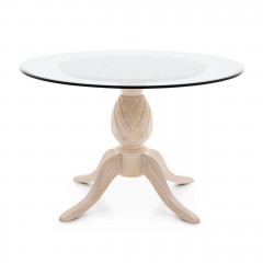 Круглый стеклянный стол на резной фигурной опоре с 4 ножками - svd/261