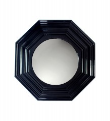 Круглое зеркало в рельефной черной шестиугольной раме - bcd/150