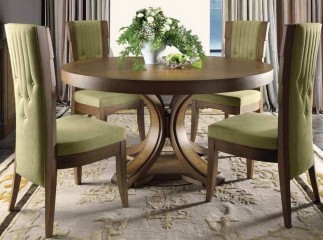 Темно-ореховый стол на подстолье с изогнутыми ножками - mrt/050