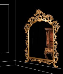Напольное зеркало с арочным топом в ажурной позолоченной раме - cmb/104