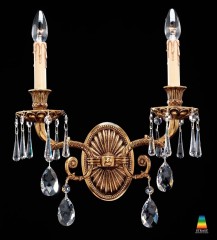 Двойное классическое бра с длинными хрустальными подвесками - bad/381
