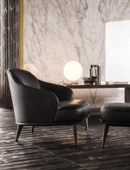 Глубокое черное кожаное кресло - min/286