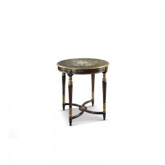 Круглый черный столик с цветочной росписью - vgf/597