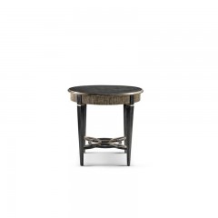 Черный столик с рифленой серебристой царгой - vgf/626