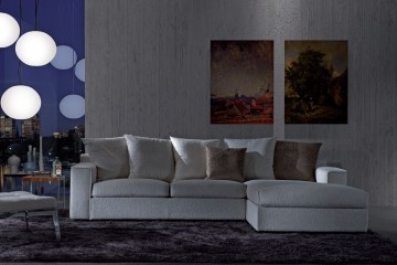 Светло-серый модульный диван с левой оттоманкой - asn/062