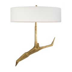 Дизайнерское бра с белым плафоном на латунной ветке - bad/392