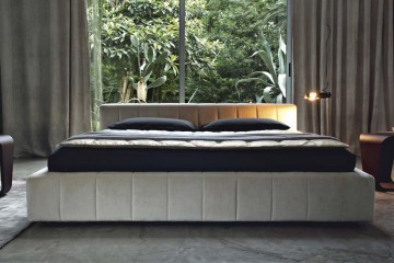 Белая кровать со стеганым изголовьем и изножьем - bsn/105