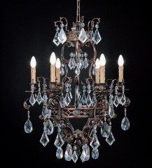 Дизайнерская бронзовая люстра с ограненными стеклянными кристаллами - bad/226