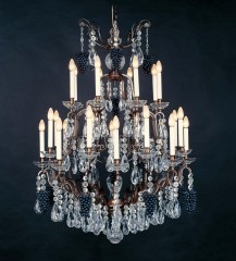 Дизайнерская люстра с 24 свечами с подвесками и черными виноградными гроздьями - bad/215