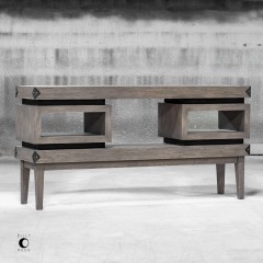 Серая консоль на открытом подстолье с нишами - utr/3031