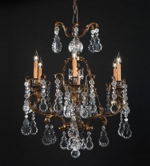 Бронзовая люстра на 6 свечей с резными фигурными подвесками - bad/236