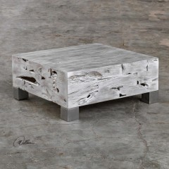 Квадратный серебристый столик из массива - utr/2949