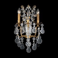 Двойное золотистое бра с фигурными стеклянными подвесками - bad/349