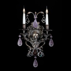 Бронзовое патинированное бра с подвесками из сиреневого стекла - bad/344