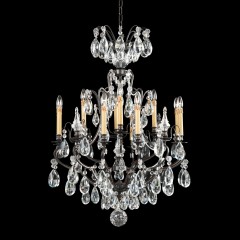 Люстра с 12 бежевыми свечами с хрустальным декором - bad/050