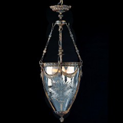 Люстра с плафоном из богемского стекла с резным декором - bad/271