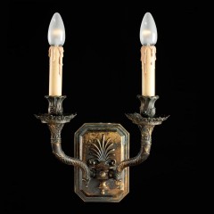 Патинированное бронзовое бра на прямоугольном основании с рельефом - bad/436