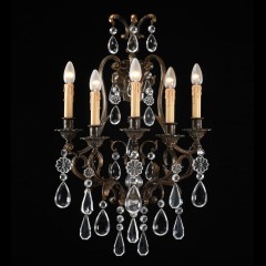 Бра на бронзовом каркасе с 5 свечами и сложными подвесками - bad/375