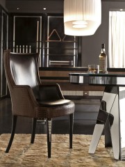 Коричневый стул в кожаной гладкой и тисненой обивке - fln/053