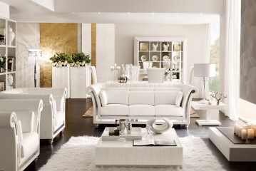 Квадратный белый стол в тисненой кожаной отделке - fln/034