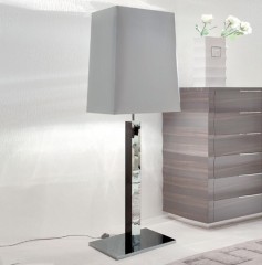 Торшер на ножке из хрома с деревянной и зеркальной отделкой - gkn/122