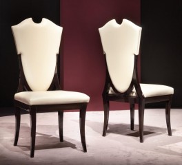 Кожаный стул цвета слоновой кости с фигурной спинкой - tur/290