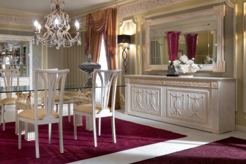 Белая столовая с рельефной резьбой и позолоченными слонами - tur/686