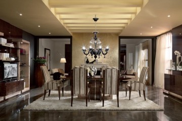 Коричневый гарнитур для столовой с бежевой кожаной отделкой - tur/660